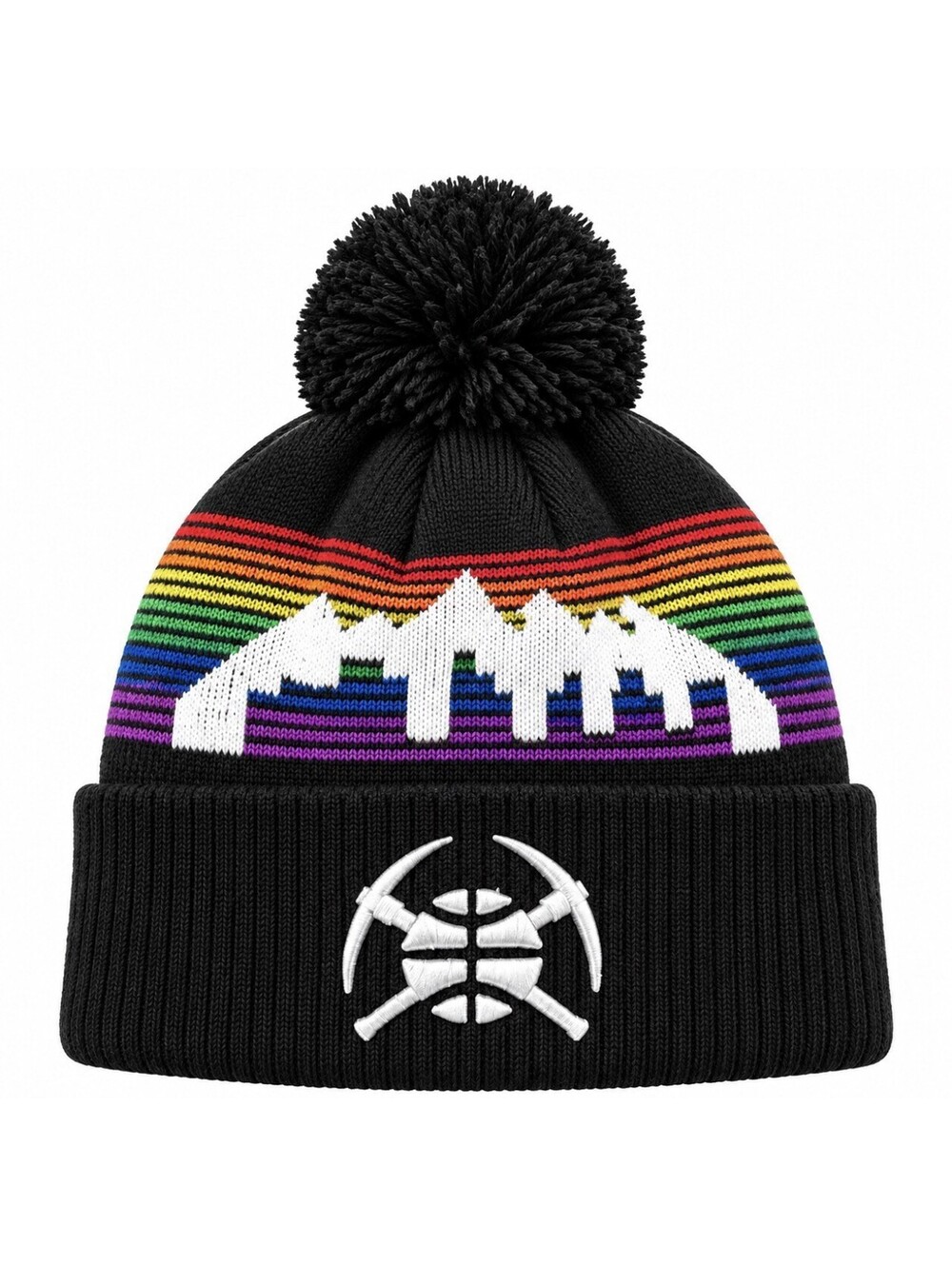 New Era Denver Nuggets NBA City Edition Pom Knit Beanie Black Rainbow One Size